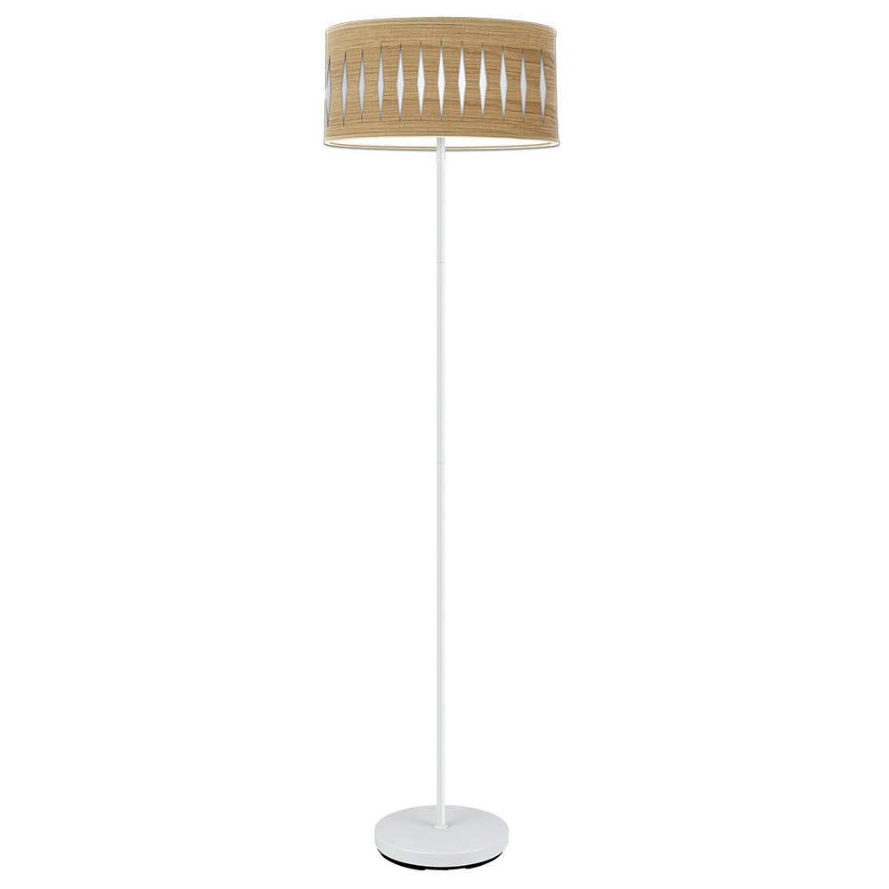 Pie Salon Piron 1xe27 Blanco/madera Clara 165x40x40 Cm