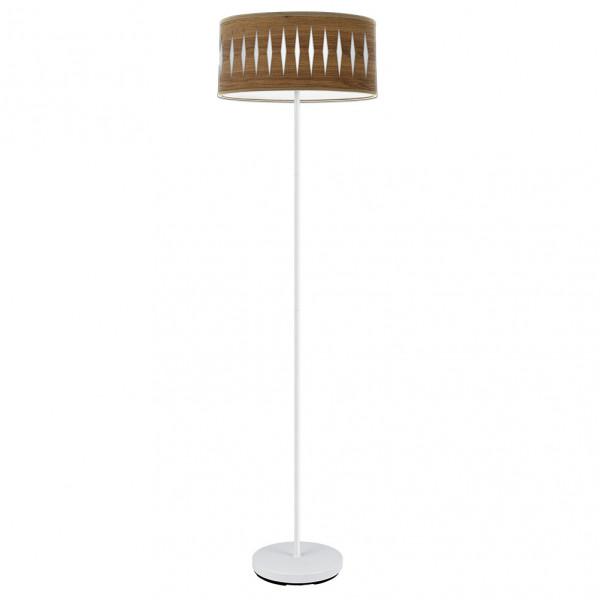 pie Salon Piron 1xe27 Blanco/madera Oscura 165x40x40 Cm