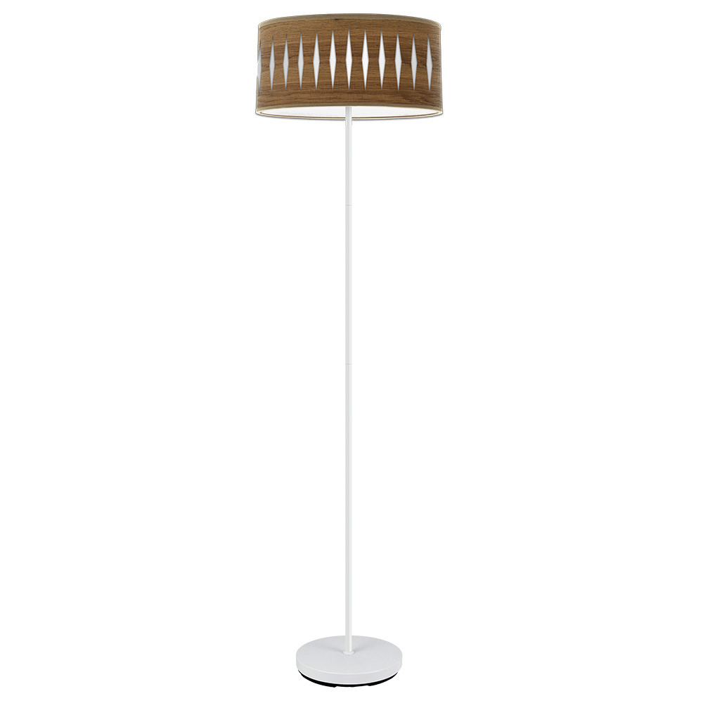 Pie Salon Piron 1xe27 Blanco/madera Oscura 165x40x40 Cm