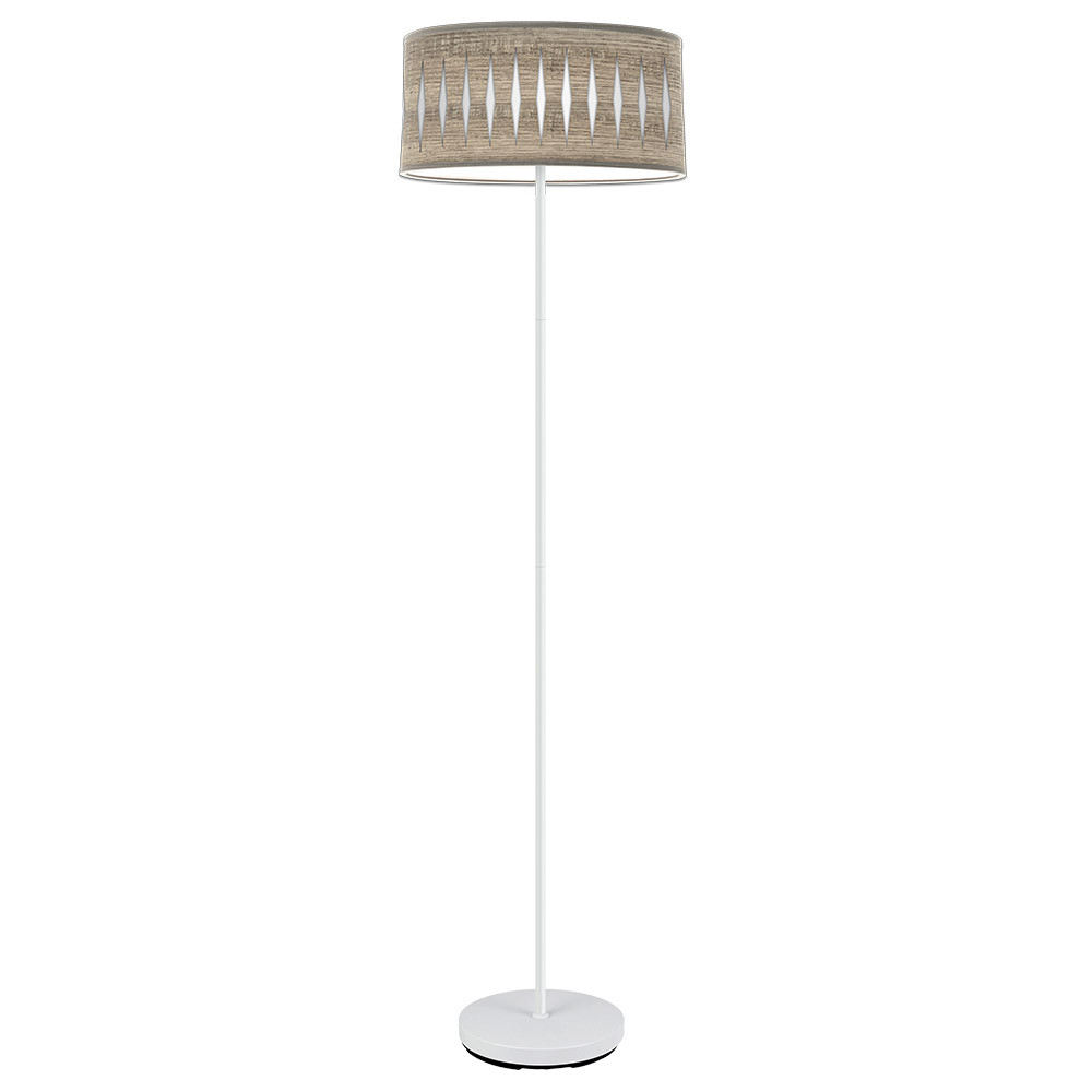 Pie Salon Piron 1xe27 Blanco/madera Gris 165x40x40 Cm