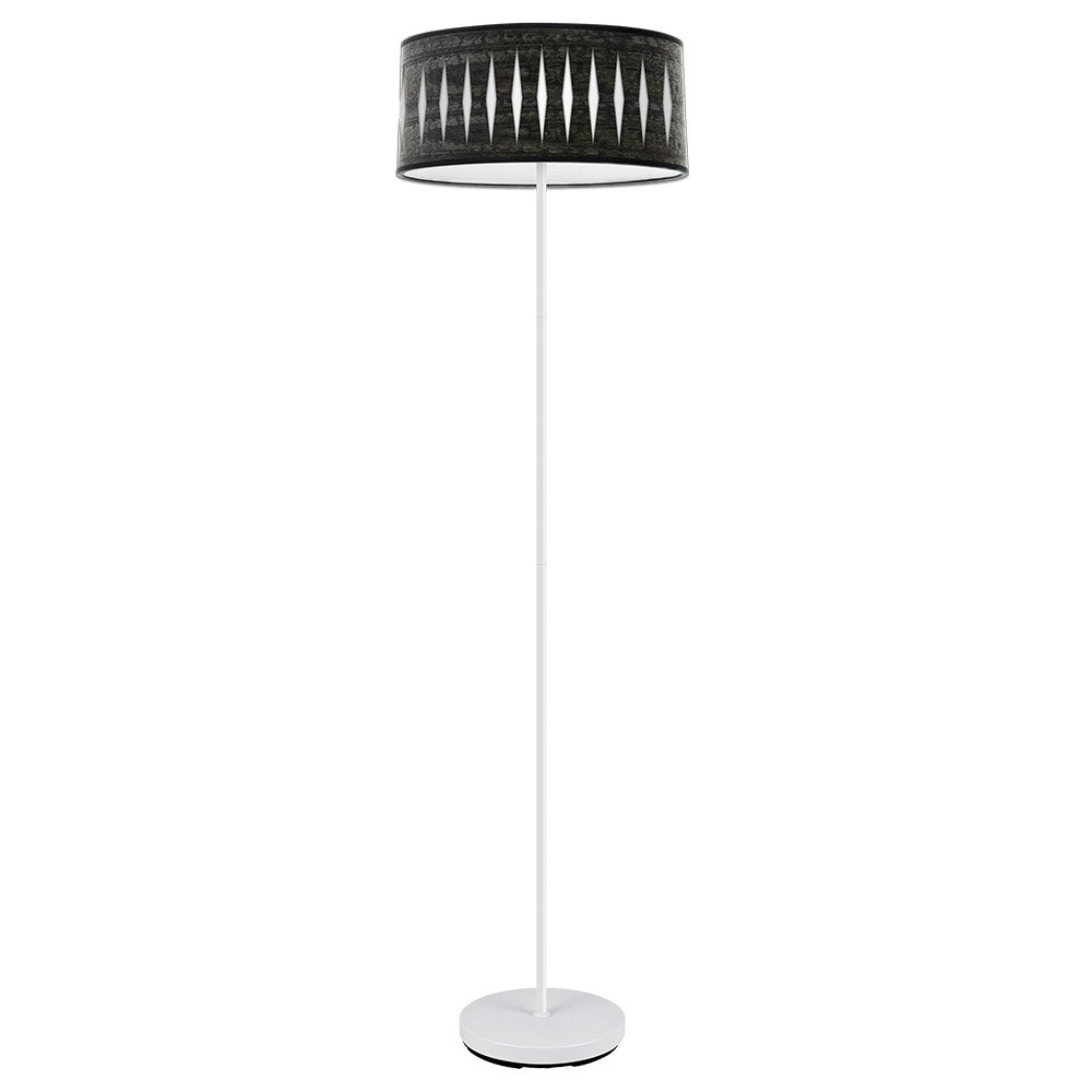 Pie Salon Piron 1xe27 Blanco/madera Negra 165x40x40 Cm