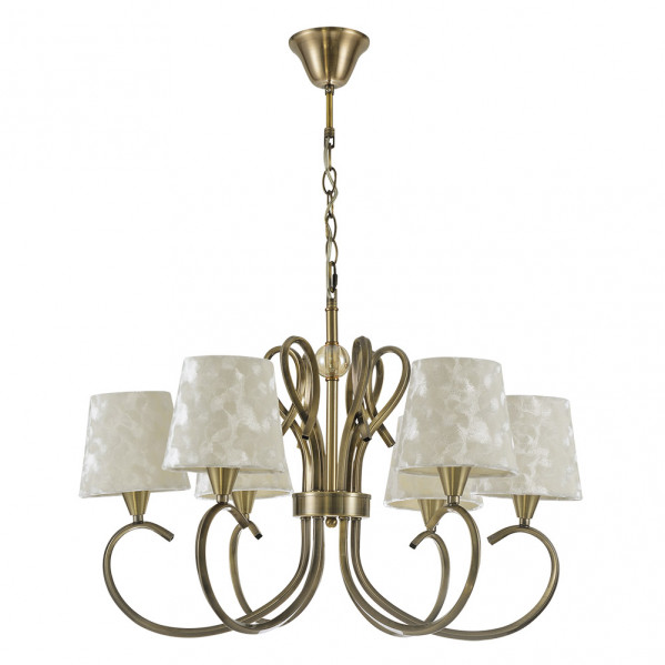 lampara Cancun 6xe14 Cuero Pantalla Beis 98x62x62 Cm