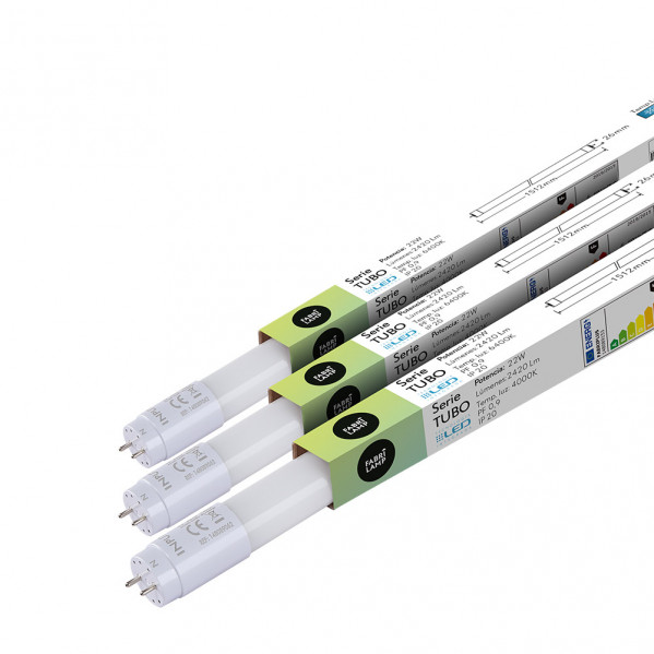 tubo T8 22w 2200lm 6400k  Fabriplus 151,2x2,6x2,6 Cm