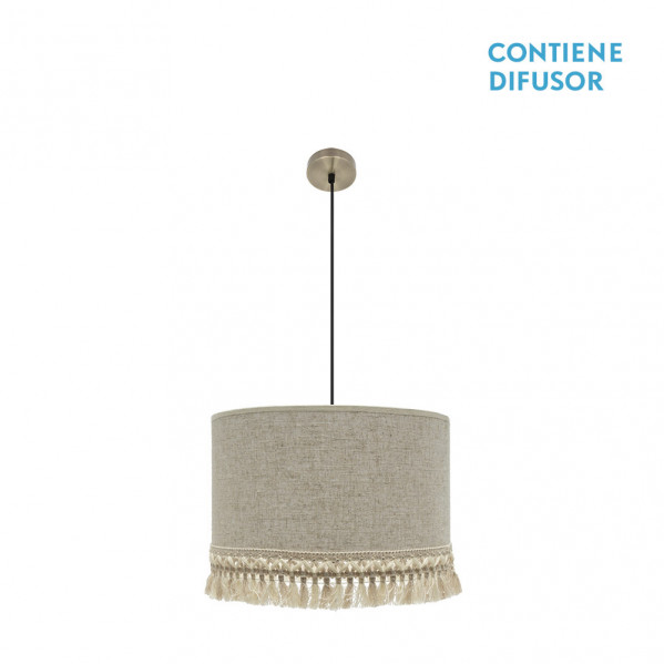 colgante Vera 3xe27 Cuero/beis  Regx60x60 Cm