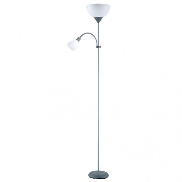 pie De Salon Rigel 1xe27+1xe14 C/lector Plata 180x34x25,5 Cm