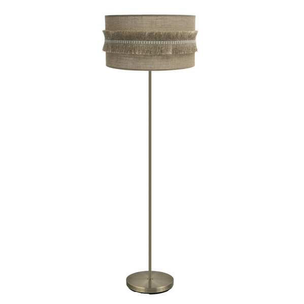 pie Salon Kala 1xe27 Cuero/saco 164x40x40 Cm Con Flecos
