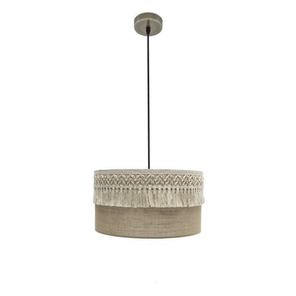 Colgante Ekaterina 1xe27 Cuero/saco Regx40x40 Cm Con Pasamaneria