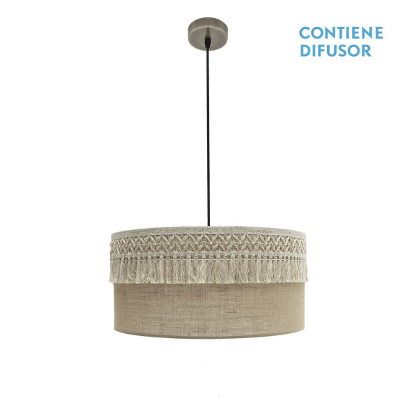 colgante Ekaterina 2xe27 Cuero/saco Regx50x50 Cm Con Pasamaneria