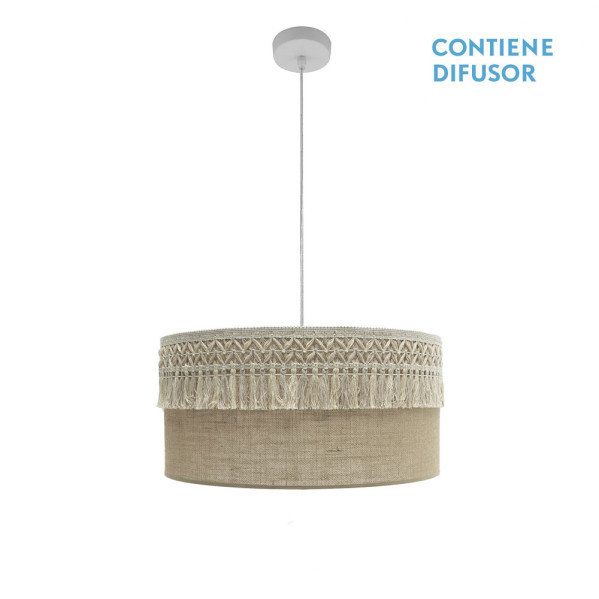 colgante Ekaterina 2xe27 Blanco/saco Regx50x50 Cm Con Pasamaneria