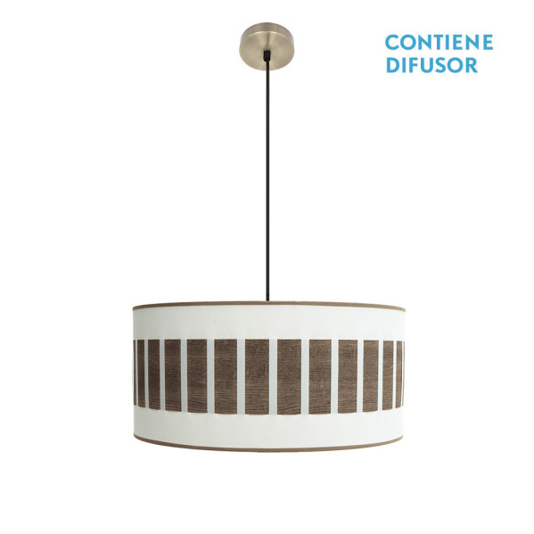 colgante Ivanna 2xe27 Cuero/blanco-madera Oscura Regx50x50 Cm