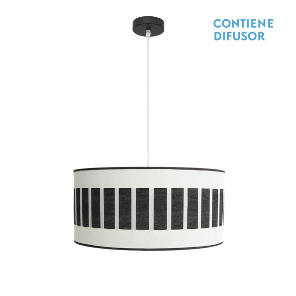 colgante Ivanna 2xe27 Negro/blanco-madera Negra Regx50x50 Cm