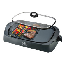 Grill Parrilla Electrica 3000w Reg.temperatura,antiadherente C/tapa De Vidrio Y Espatula 12x51x32 Cm