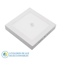 Downlight Superf. Onix 18w 3000k-4000k-6500k Blanco 1620lm Cuadrado C/sensor Movim.3x22x22cm