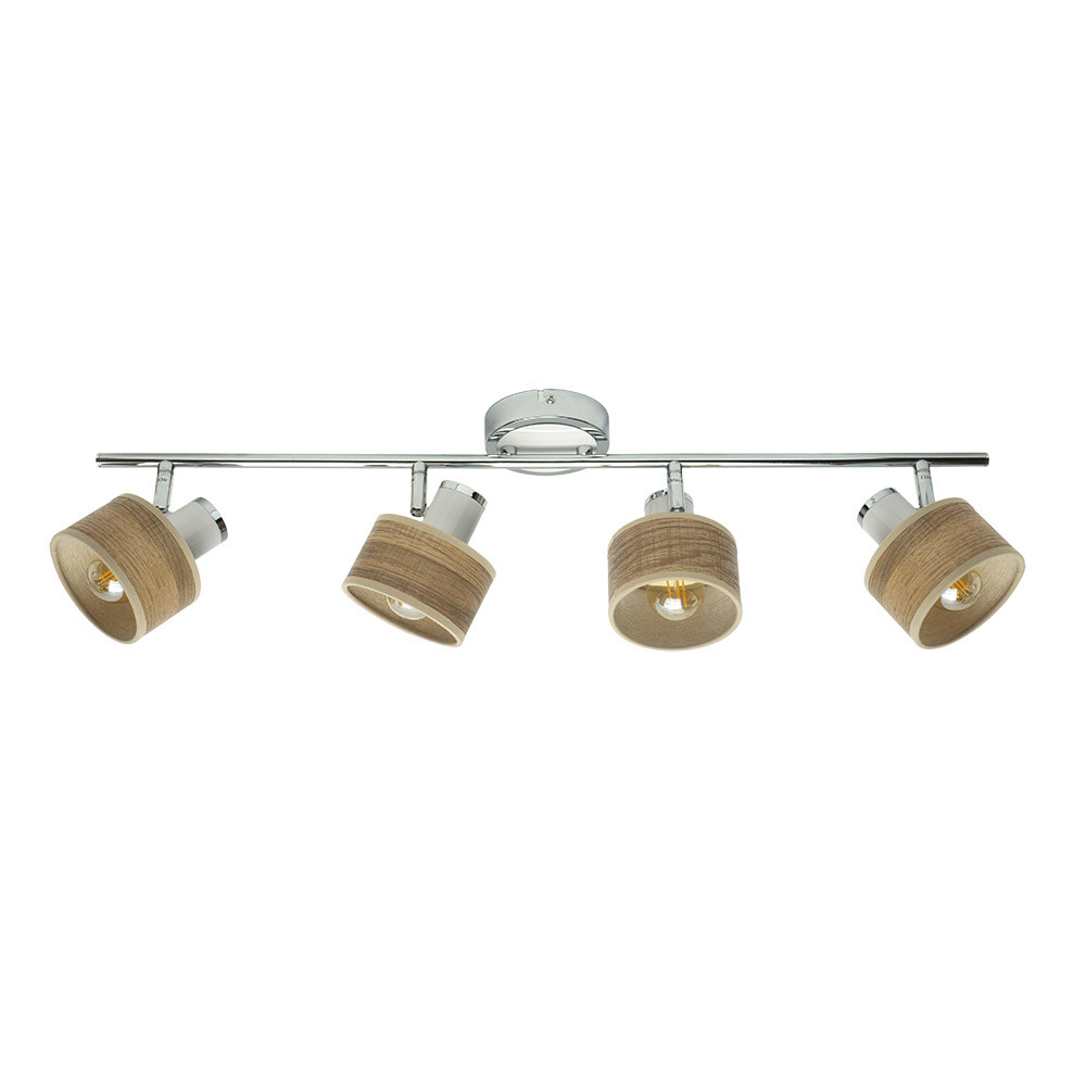 Regleta Nando 4xe14 Cromo-blanco/mad.clara Focos Orientables 16x73x10 Cm