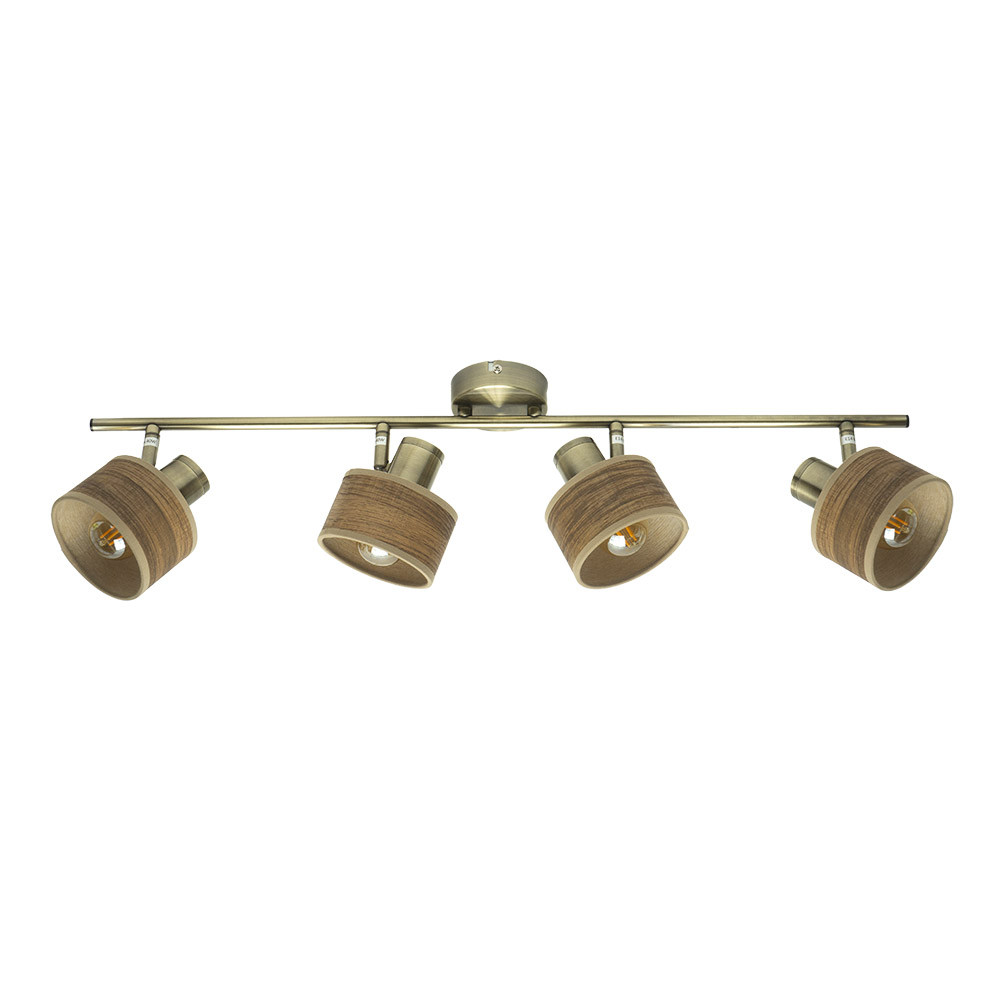 Regleta Nando 4xe14 Cuero/mad.oscura Focos Orientables 16x73x10 Cm