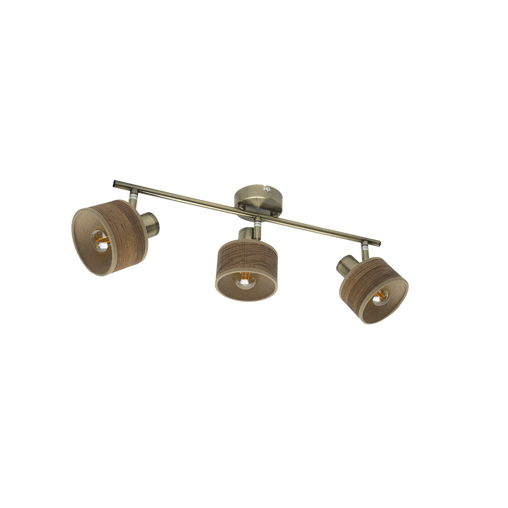 Regleta Nando 3xe14 Cuero/mad.oscura Focos Orientables 16x51x10 Cm