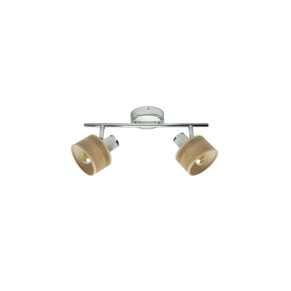 Regleta Nando 2xe14 Cromo-blanco/mad.clara Focos Orientables 16x36,5x10 Cm