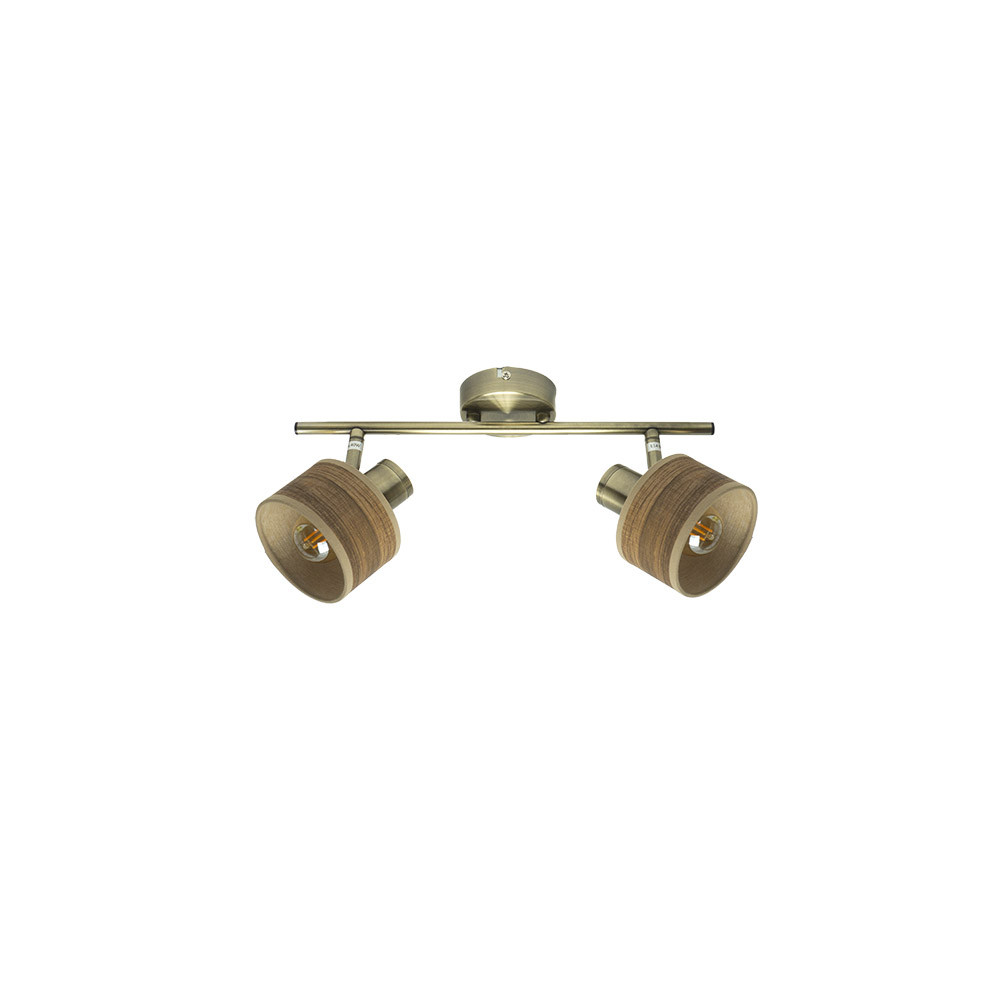 Regleta Nando 2xe14 Cuero/mad.oscura Focos Orientables 16x36,5x10 Cm