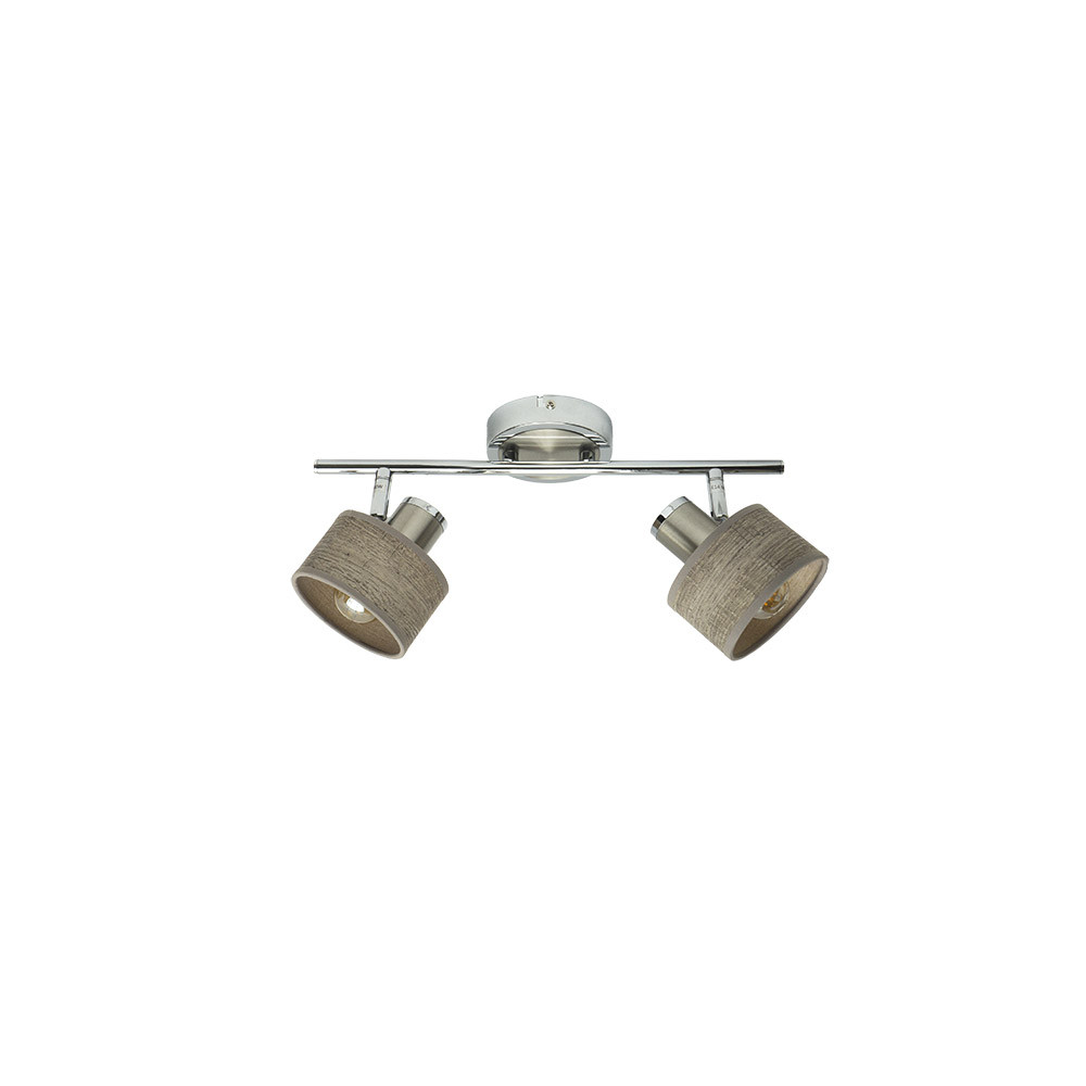 Regleta Nando 2xe14 Cromo-niquel/mad.gris Focos Orientables 16x36,5x10 Cm