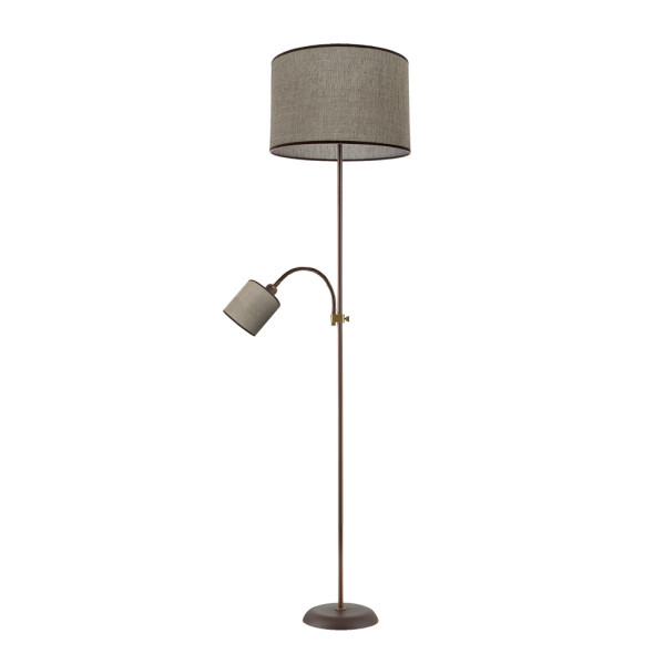 pie De Salon Armonia 1xe27+1xe14 Marron-marron C/lector 155x40x40 Cm