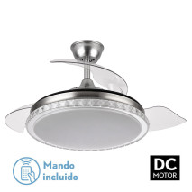 Ventilador DC Selene Niquel con 4 Aspas Retráctiles y 36-72w led con Mando  de Interlusa : 102.90 euros