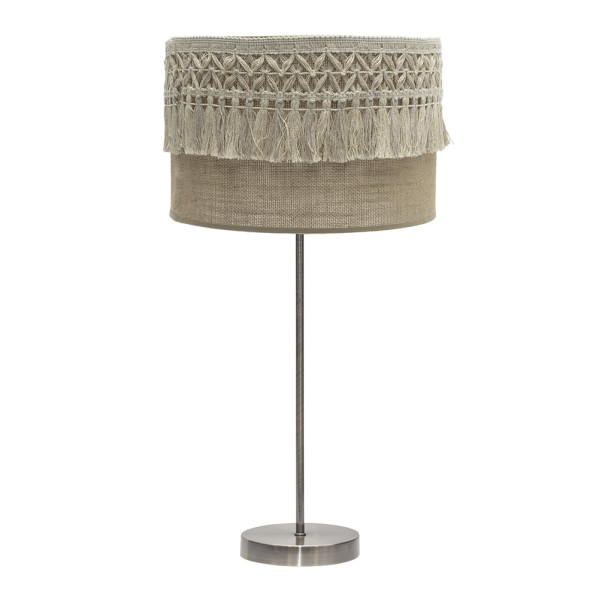 sobremesa Grande Ekaterina 1xe27 Cuero/saco 63x30x30 Cm Con Pasamaneria