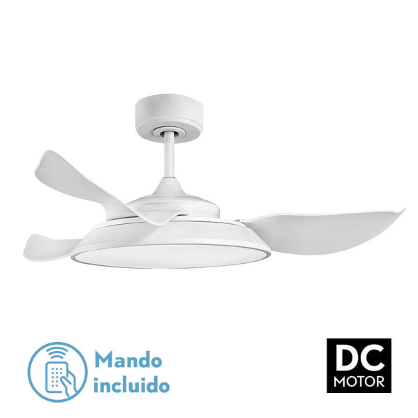 ventilador Dc Sierra 40w Blanco 3 Aspas 107d 4400lm 6vel 3000-4000-6500k Remoto,memoria,temporizador