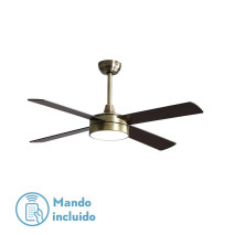 Ventilador Dc Nevery 26w Cuero 4 Aspas Roble/nogal 122d 2950lm 3000-4000-6000k  Remoto-temporizador-memoria 24