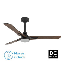 Ventilador 22w Dc Coro Negro 3 Aspas Roble/haya  6Velocidades 3Colores 2180lm 132 D C/remoto, Memoria Y Temporizador