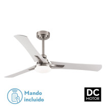 Ventilador 22w Dc Coro Niquel 3asp Blanco/haya  6Velocidades 3colores 2180lm 132d C/remoto, Memoria y Temporizador