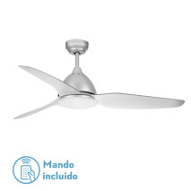 Ventilador Gregal Plata 2xe27 3 Aspas Plata 42x126d Control Remoto