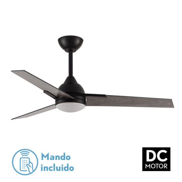 ventilador 22w Dc Argestes Negro 3 Aspas Gris  6Velocidades 3Colores 2180lm 132D C/remoto, Memoria Y Temporizador