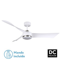Ventilador Dc Tempel 26w Blanco/niquel 3 Aspas 132d 6vel. 3 Colores 2950lm  C/remoto Y Temporizador