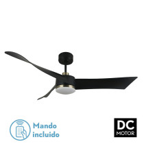 Ventilador Dc Tempel 26w Negro/cuero 3 Aspas 132d 6vel. 3 Colores 2950lm  C/remoto, Memoria Y Temporizador