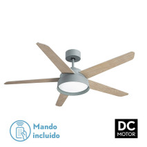 Ventilador 25w Dc Verde Lebeche 5 Aspas Rev.  Blanca/haya 6 Vel. 3000-4000-6000k 132d Remoto,memoria Y Temporizador