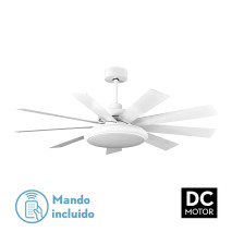 Ventilador Dc Pireo 36w Blanco 9 Aspas Blanca/haya  6 Vel 3Colores 3800lm 132d C/remoto, Memoria Y Temporizador