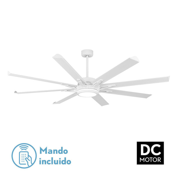ventilador Dc Grado 30w+15w Blanco 8 Aspas Aluminio 198d 6vel. 3 Colores 3250lm Remoto,memoria,temporizador