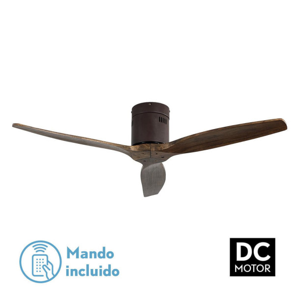 ventilador Dc Aguilon Marron 3 Aspas Roble 5 Velocidades Sin Luz Remoto Y Temporiz.132d