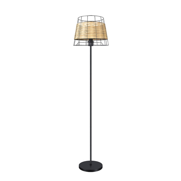 pie Salon Burano 1xe27 Forja/ratan 150x32x32 Cm