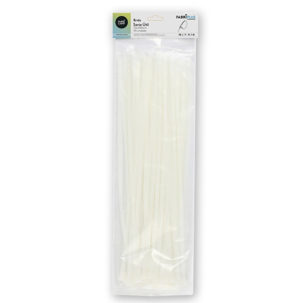 bolsa 50 Bridas Util Blancas 7,6x550mm. 100% Nylon 66 Resistentes Y Duraderas