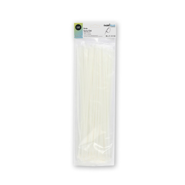 bolsa 100 Bridas Util Blancas 4,8x370mm. 100% Nylon 66 Resistentes Y Duraderas