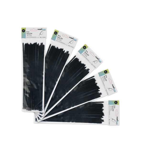 bolsa 100 Bridas Util Negras 3,6x200mm. 100% Nylon 66 Resistentes Y Duraderas