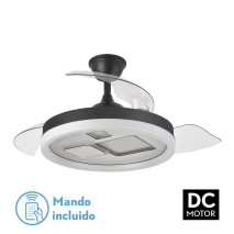 Ventilador Dc Jandula 72w 6120lm Negro/blanco 3 Aspas Desplegables 32/47x50/107d. 3 Colores C/remoto+temporizador+memoria