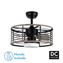 Ventilador Dc 24w Pella Negro/Madera 3 Aspas 50d  2540lm 6 Velocidades  3000-4000-6000k C/remoto, Memoria Y Temporizador