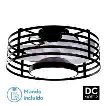 Ventilador 22w Dc Xaloc Negro 7Aspas Blancas 6vel  3000-4000-6500 28x57,8x57,8cm C/remoto, Memoria Y Temporizador