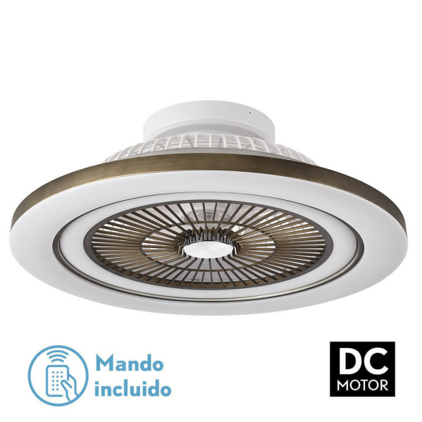 ventilador 72w Dc Mato Cuero 5Aspas Transp. 22x58x58cm 6 Vel. 3 Colores C/remoto,memoria,temporiz Y Reg.Intensidad 6120lm