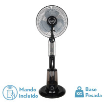 Ventilador De Pie Tromba Negro 3 Vel 80w Nebulizador  Tanque De Agua 3L C/remoto Y Temporizador 130x43x40 Cm