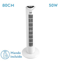 Ventilador De Torre Tuka Blanco 3 Vel 50w C/remoto  Oscilante Temporizador  80x25x25 Cm