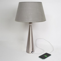 Sobremesa Pearl 1xe27 Niquel 62x35x35 Cm Puerto Usb