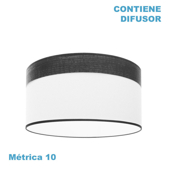 pantalla Colgante Cloe M10 Blanca/madera-negra 50dx50dx22h Difusor Incluido